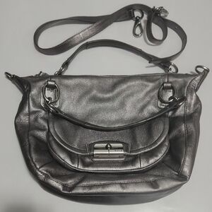 Coach Metallic Gray Leather Hobo Bag